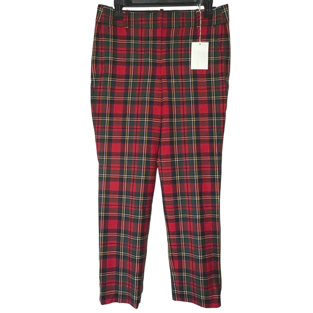 J.Crew Cameron Slim Crop Pant Stewart Tartan Plaid Red‎ Wool Blend Size 6 NEW